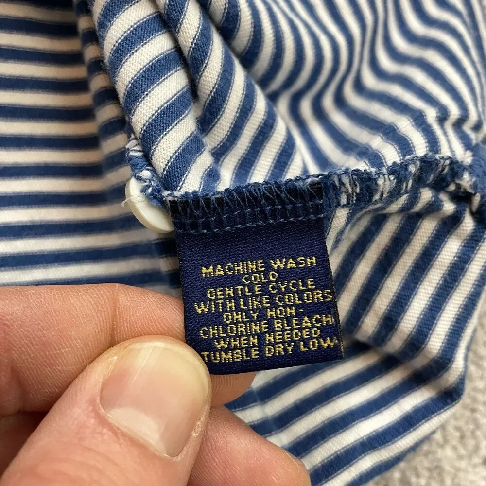 Club Room by Charter Club Polo Shirt Mens XL Blue Striped Pima Cotton Collared